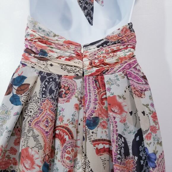 Adrianna Papell Printed SILK Halter Fit & Flare Dress - Picture 9 of 12